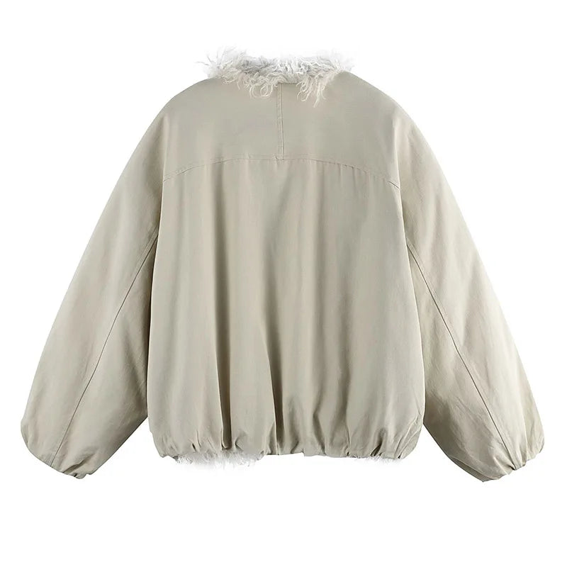 Winter Vintage Fleece Warm Parka Coats Harakuju Streetwear Oversized Outwear Jackets For Unisex