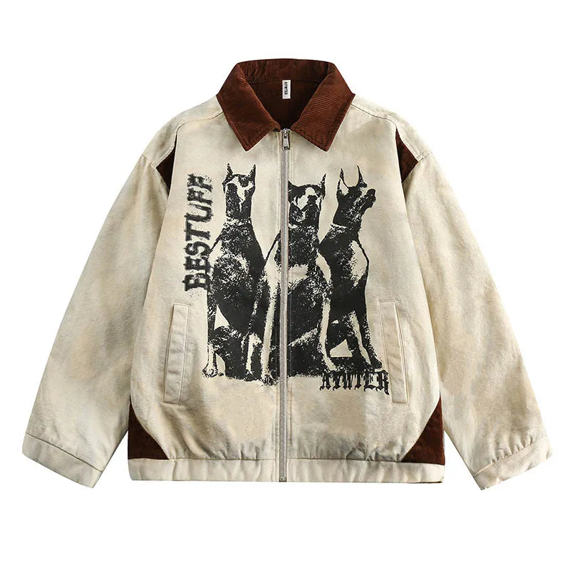 Graffiti Printed Hip Hop Ovesized Jackets Streetwear Vintage Outwear Coats For Male Harakuju