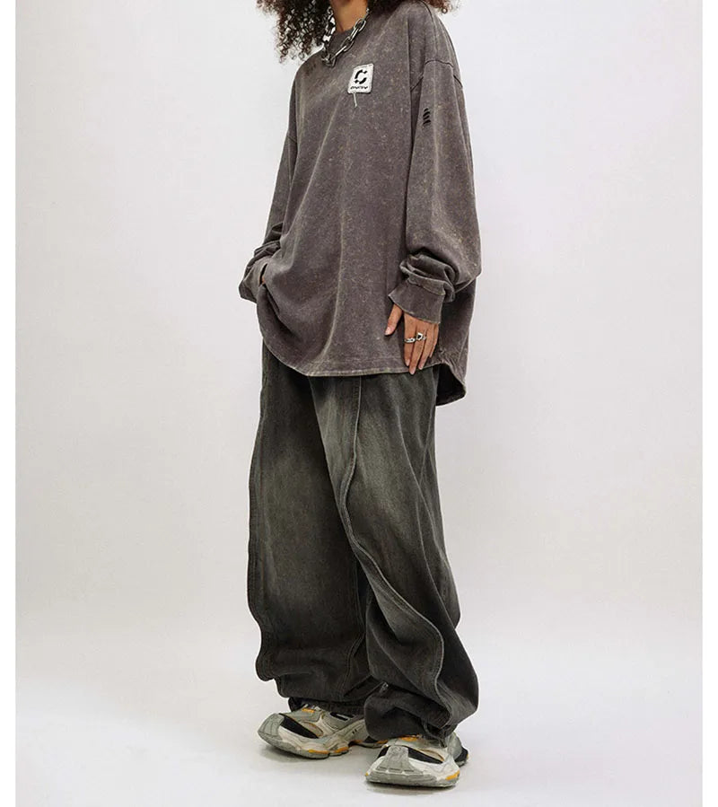 Oversized Hip Hop Ripped T-shirt Harakuju Streetwear Top Tees For Male Vintage