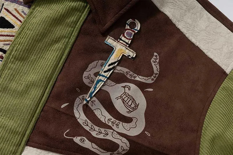 Vintage Winter Cotton Lined Jackets Coats Harakuju Streetwear Patchwork Casual Outwear Tops For Male Parka