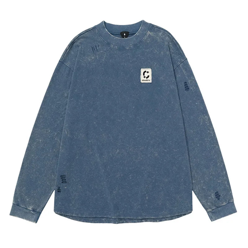 Oversized Hip Hop Ripped T-shirt Harakuju Streetwear Top Tees For Male Vintage