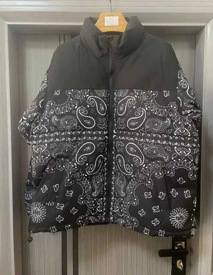 Hip Hop Printed Jackets Parka Streetwear Harakuju Cotton Padded Zipper Jackets For Male Windbreak