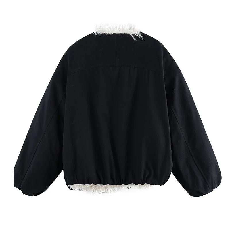 Winter Vintage Fleece Warm Parka Coats Harakuju Streetwear Oversized Outwear Jackets For Unisex