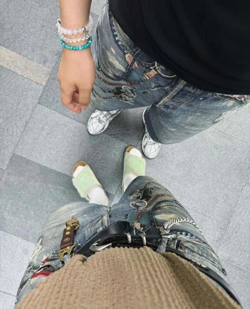 Hip Hop 3D Printed Jeans Shorts Streetwear Washed Vintage Denim Shorts For Male Blue