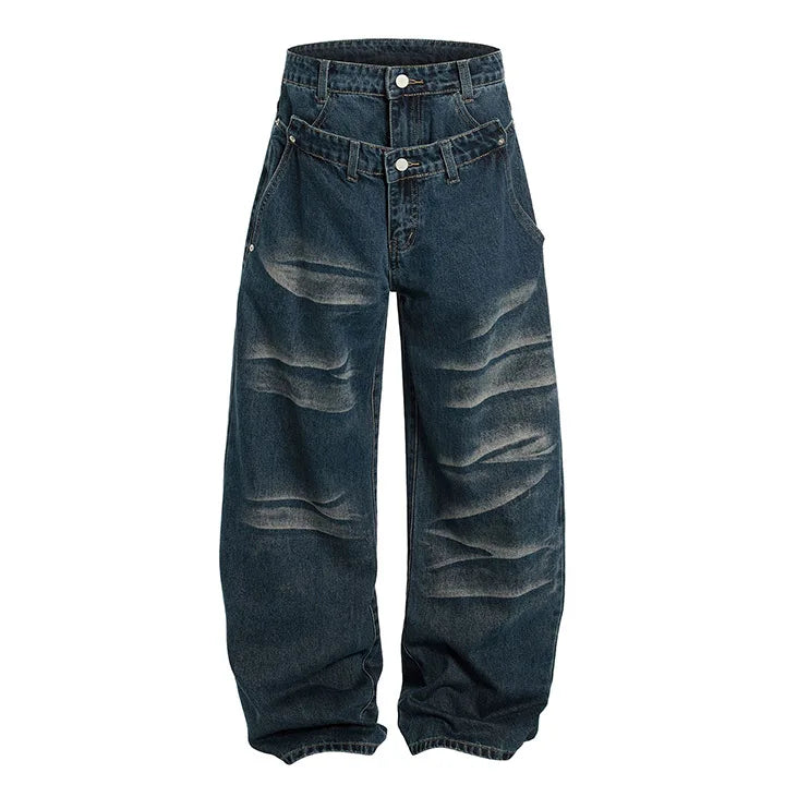 Hip Hop Baggy Casual Jeans Pants Streetwear Harakuju Loose Denim Trousers For Male Patchwork