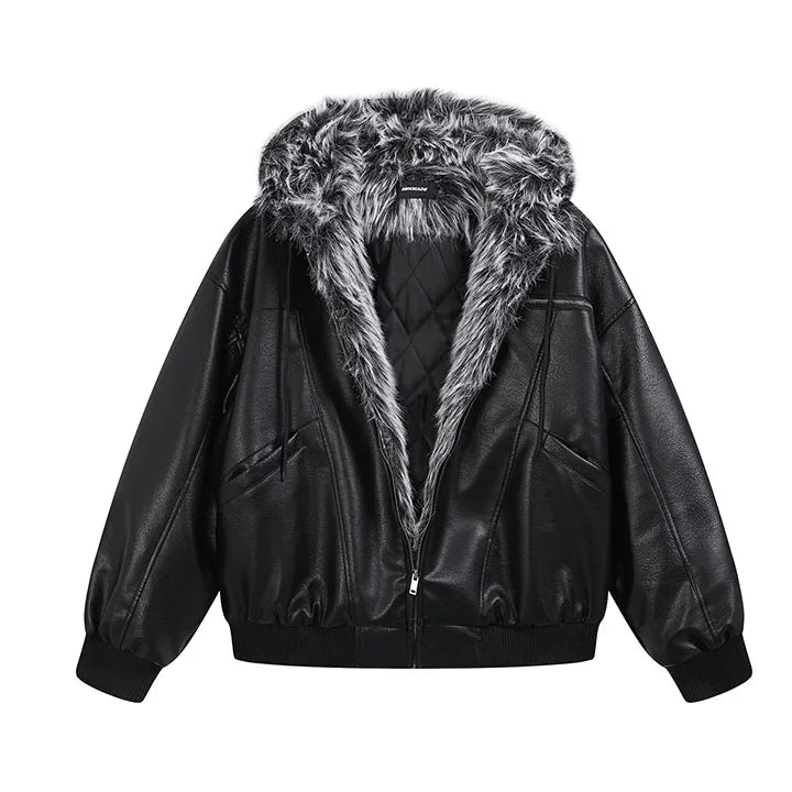 Vintage Winter Warm Leather Jackets Harakuju Streetwear Casual Outwear Coats For Male Thermal