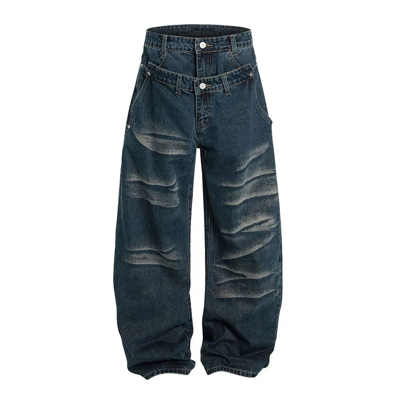 Hip Hop Baggy Casual Jeans Pants Streetwear Harakuju Loose Denim Trousers For Male Patchwork