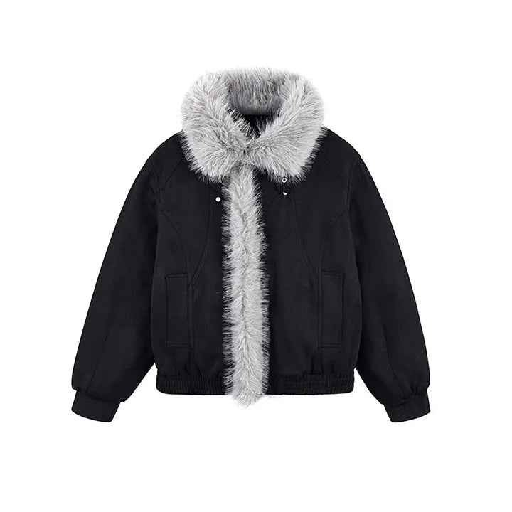 Hip Hop Vintage Winter Jackets Coats Fur Collar Warm Loose Outwear Tops For Male Streetwear