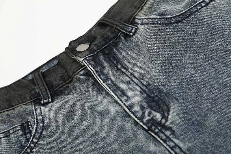 Hip Hop Vintage Streetwear Jeans Shorts Hi Street Washed Straight Denim Shorts For Male Loose Fit