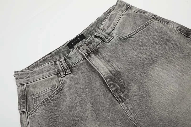 Vintage Hip Hop Cargo Jeans Pants Harakuju Casual Streetwear Denim Trousers For Male Patchwork