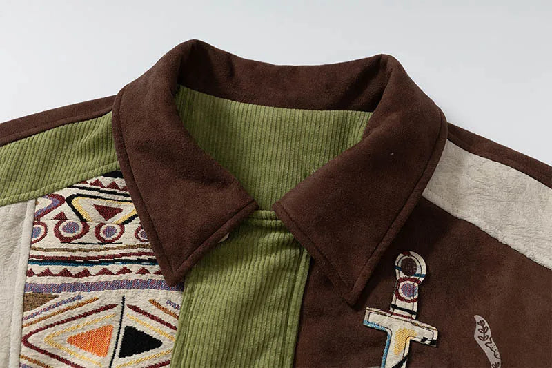 Vintage Winter Cotton Lined Jackets Coats Harakuju Streetwear Patchwork Casual Outwear Tops For Male Parka