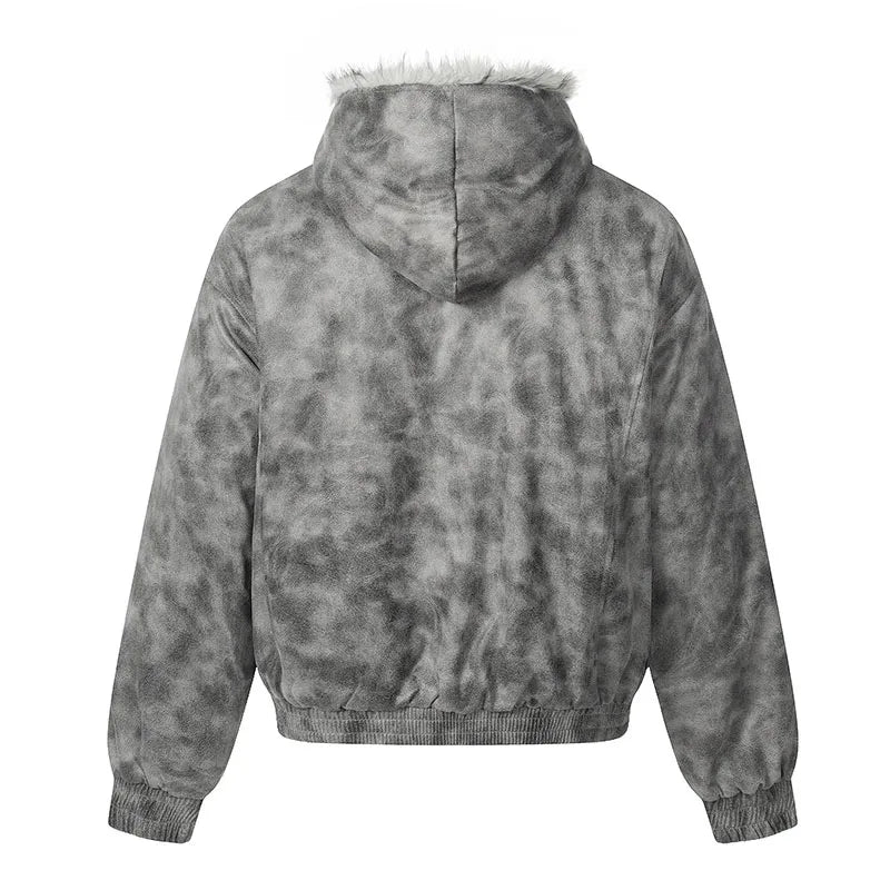 Hip Hop Winter Fleece Warm Jackets Coats Oversized Vintage Casual Outwear Parka Jacket For Male