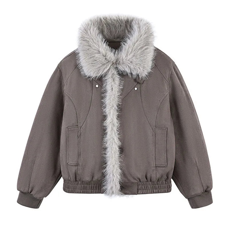 Hip Hop Vintage Winter Jackets Coats Fur Collar Warm Loose Outwear Tops For Male Streetwear