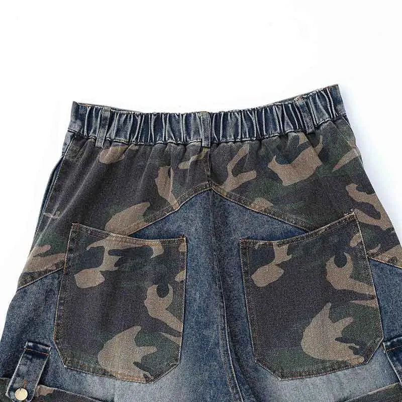 Hip Hop  Camouflage Printed Jeans Pants Patchwork Streetwear Casual Denim Trousers For Male