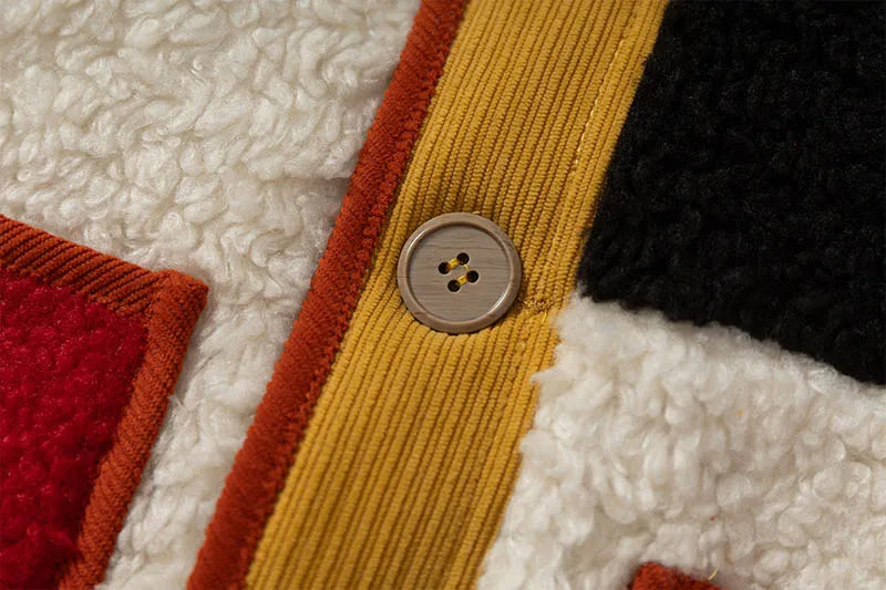 Fashion Patchwork Fluffy Cotton Jacket Coats Harakuju Hip Hop Streetwear Casual Outwear Tops For Male