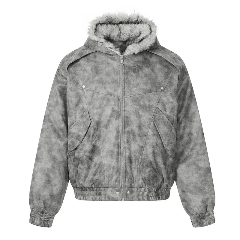 Hip Hop Winter Fleece Warm Jackets Coats Oversized Vintage Casual Outwear Parka Jacket For Male