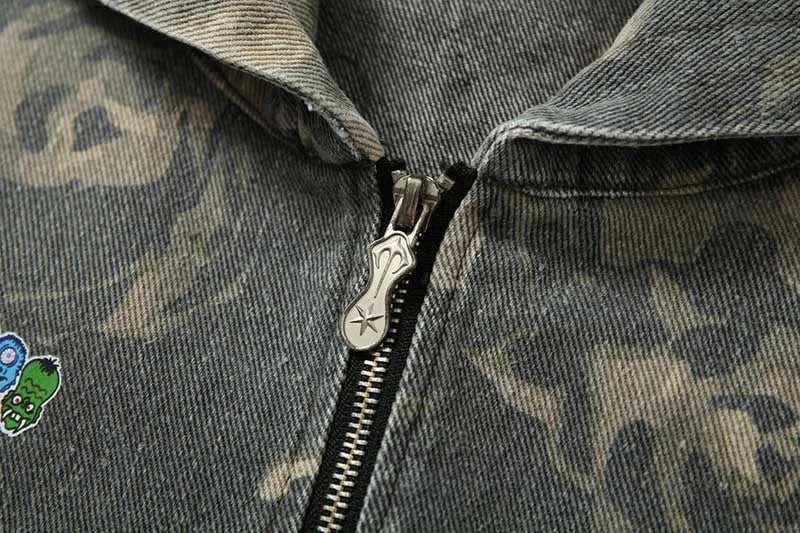 Camouflage Printed Vintage Jackets Hip Hop Oversized Streetwear Pullover Hoodies For Male Graffiti