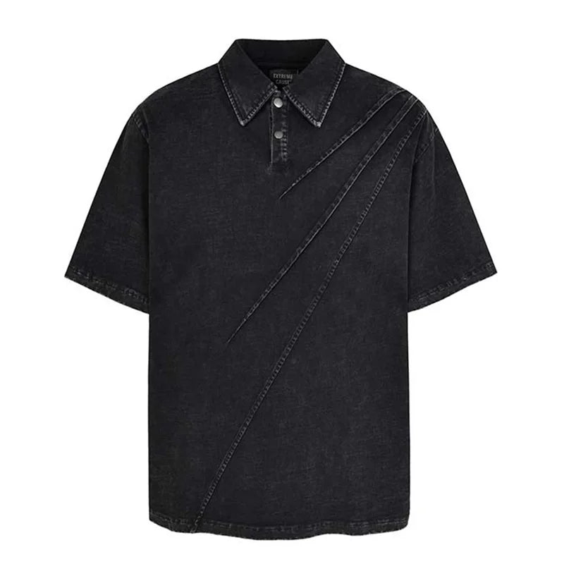 Hip Hop Vintage T shirt Streetwear Harakuju Polo Top Tees For Male Patchwork Oversized