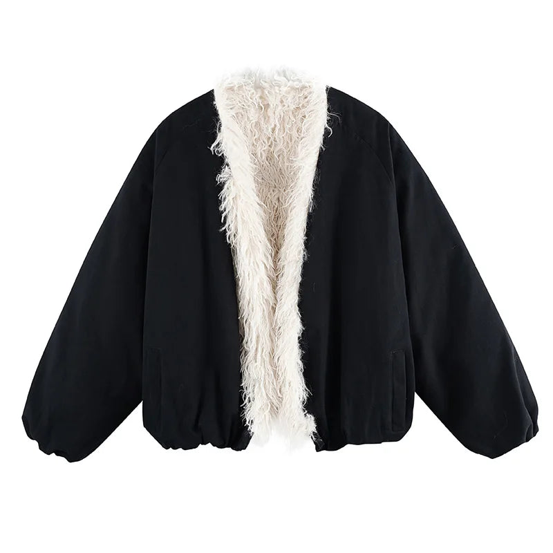 Winter Vintage Fleece Warm Parka Coats Harakuju Streetwear Oversized Outwear Jackets For Unisex