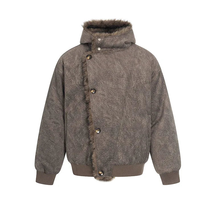 Vintage Hip Hop Warm Jacket Coats Harakuju Thermal Casual Outwear Tops For Male Patchwork