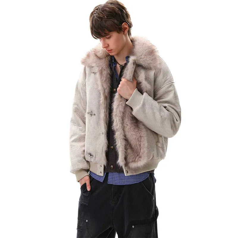 Winter Vintage Hip Hop Warm Jackets Coats Fur Collar Thermal Casual Parka Coats For Male Windbreak