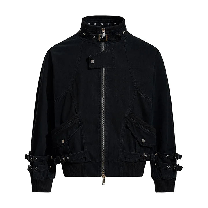 Vintage Cargo Casual Jackets Coats Stand Collar Fashion Streetwear Outwear Tops For Male Patchwork