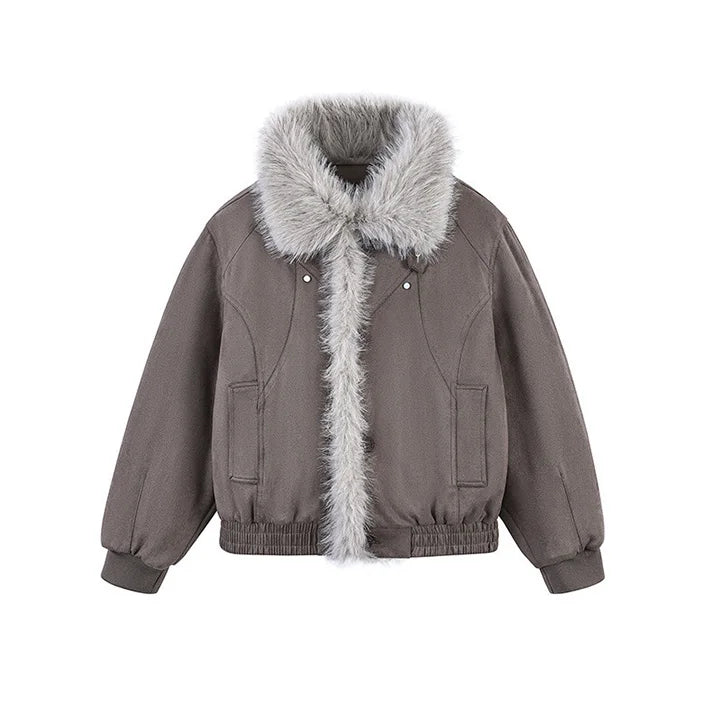 Hip Hop Vintage Winter Jackets Coats Fur Collar Warm Loose Outwear Tops For Male Streetwear