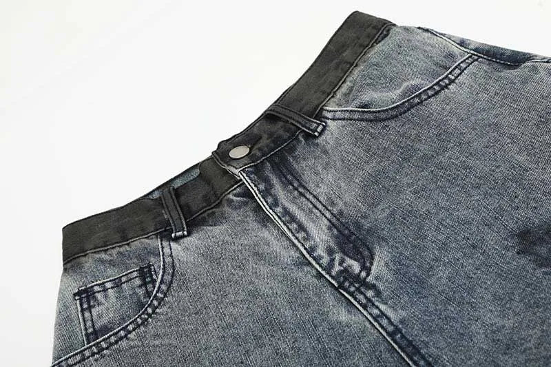 Hip Hop Vintage Streetwear Jeans Shorts Hi Street Washed Straight Denim Shorts For Male Loose Fit