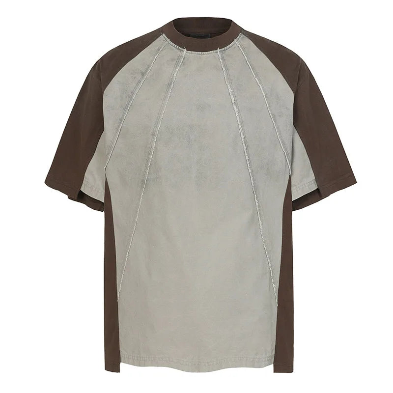 Hip Hop Techwear Casual T shirt Streetwear Harakuju Top Tees For Male Patchwork