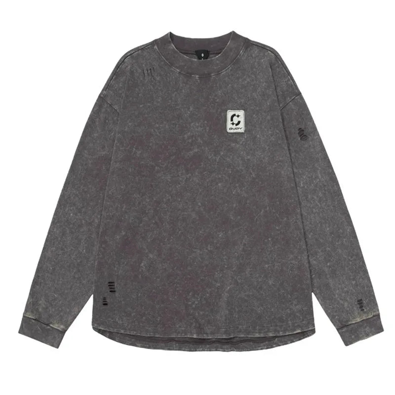 Oversized Hip Hop Ripped T-shirt Harakuju Streetwear Top Tees For Male Vintage