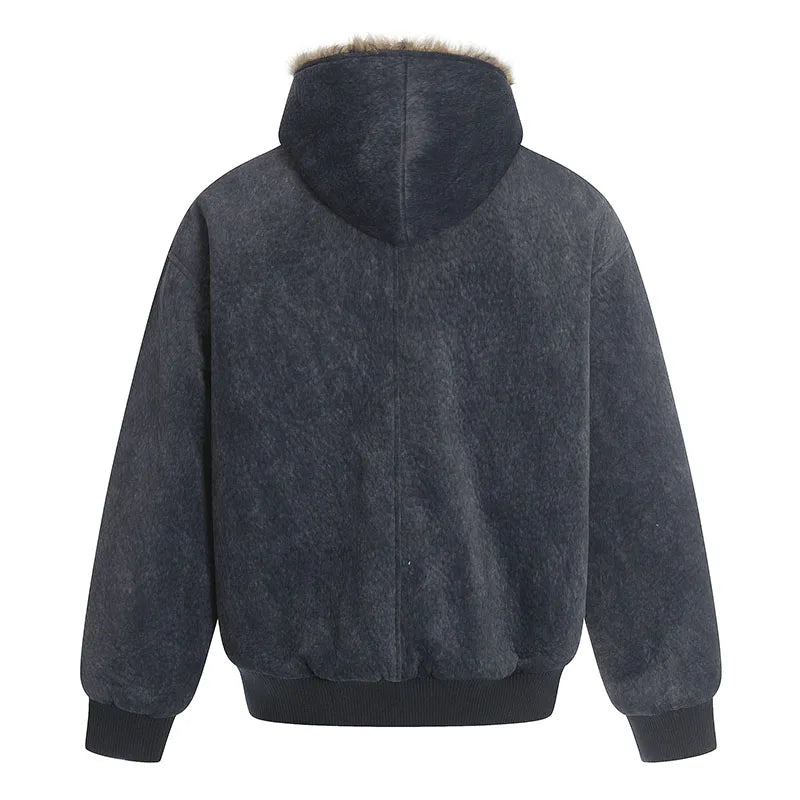 Vintage Hip Hop Warm Jacket Coats Harakuju Thermal Casual Outwear Tops For Male Patchwork