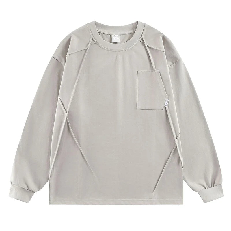 Hip Hop Streetwear Casual T shirt Long Sleeves Harakuju Vintage Top Tees For Male Patchwork