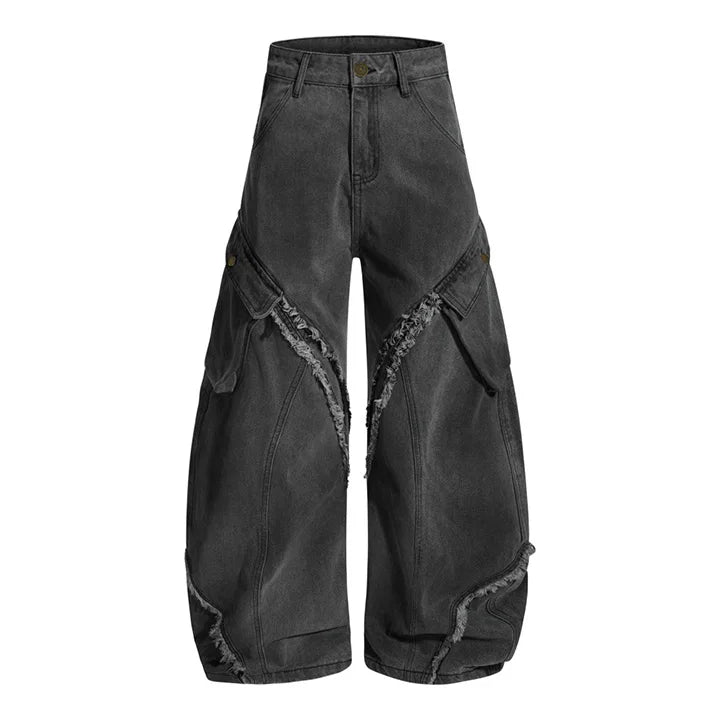 Vintage Hip Hop Loose Casual Jeans Pants Washed Harakuju Streetwear Denim Trousers For Male