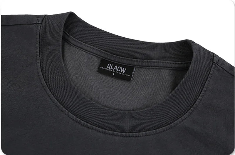 Vintage Hi Street Techwear Casual Tshirt Short Sleeves  Streetwear Top Tees Cotton Patchwork