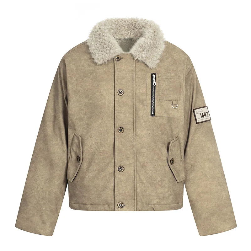 Vintage Fashion Casual Jacket Coats Fur Collar Harakuju Streetwear Outwear Tops For Male Windbreak