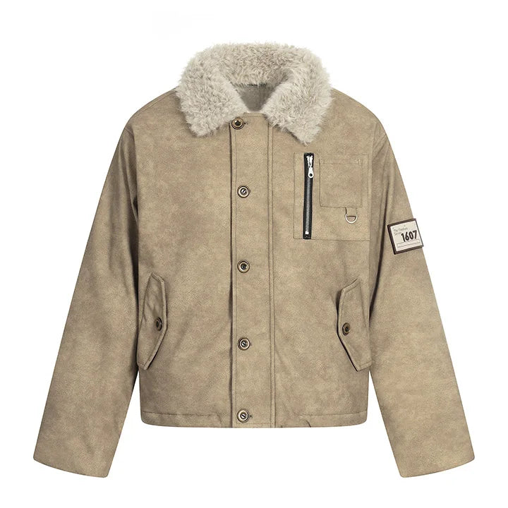 Vintage Fashion Casual Jacket Coats Fur Collar Harakuju Streetwear Outwear Tops For Male Windbreak