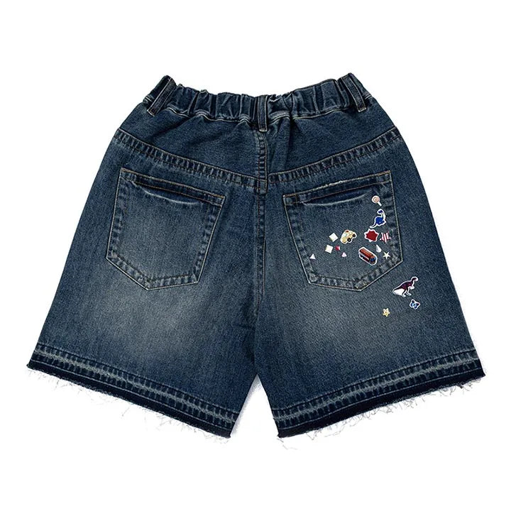 Vintage Hip Hop Casual Jeans Short Printed Streetwear Summer Denim Shorts For Male Elastic Waist