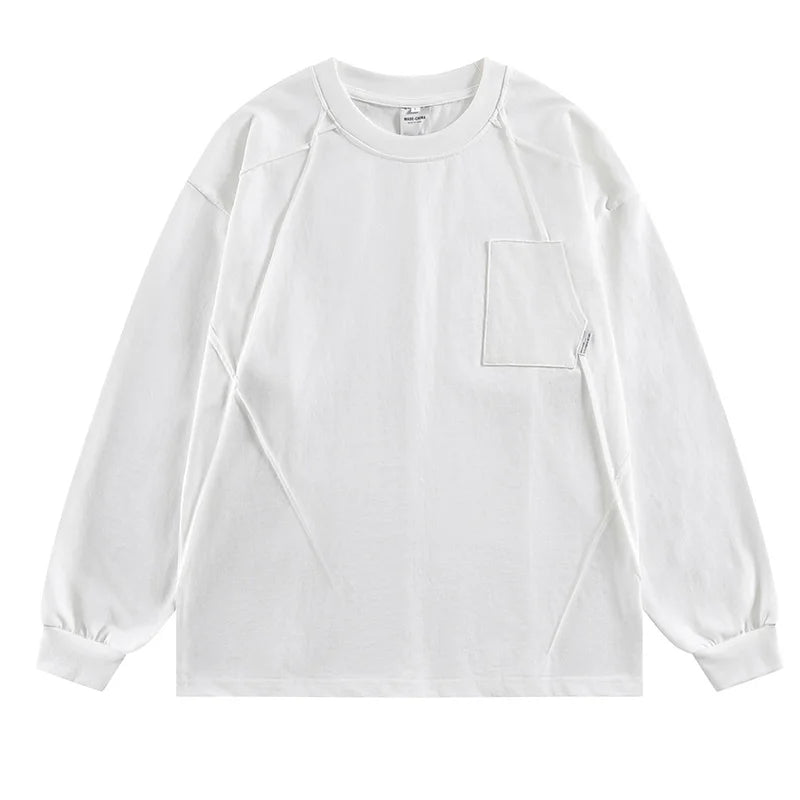 Hip Hop Streetwear Casual T shirt Long Sleeves Harakuju Vintage Top Tees For Male Patchwork