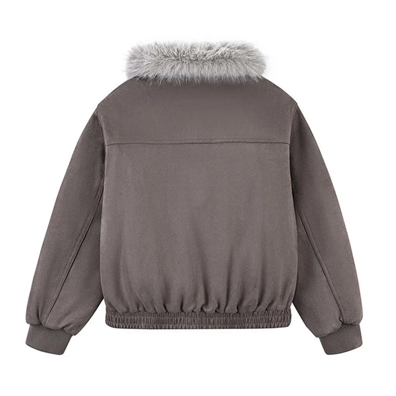 Hip Hop Vintage Winter Jackets Coats Fur Collar Warm Loose Outwear Tops For Male Streetwear