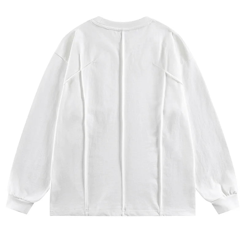 Hip Hop Streetwear Casual T shirt Long Sleeves Harakuju Vintage Top Tees For Male Patchwork