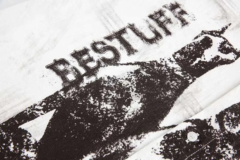 Hip Hop Vintage Graffiti Printed Shirts Short Sleeves Casual White Top Tees For Male Oversized