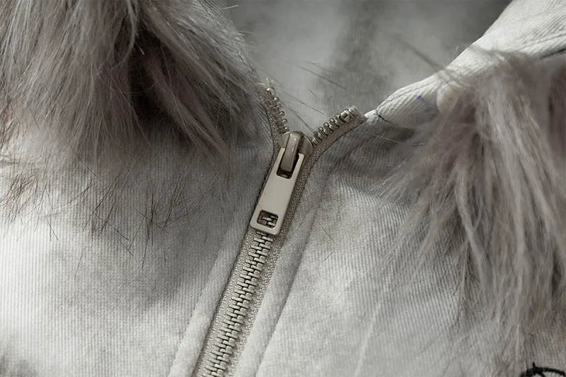 Vintage Winter Warm Casual Parka Coats Fur Collar Cotton Lined Printed Bomber Outwear Jackets For Male