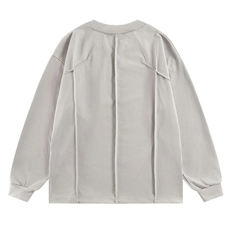 Hip Hop Streetwear Casual T shirt Long Sleeves Harakuju Vintage Top Tees For Male Patchwork